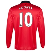 Manchester United Home Shirt 2013/14 - Long Sleeved - Kids with Rooney 10 printing