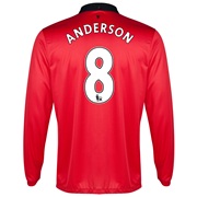 Manchester United Home Shirt 2013/14 - Long Sleeved with Anderson 8 printing