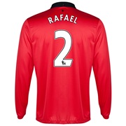 Manchester United Home Shirt 2013/14 - Long Sleeved with Rafael 2 printing