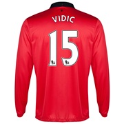 Manchester United Home Shirt 2013/14 - Long Sleeved with Vidic 15 printing