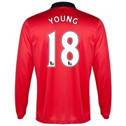 Manchester United Home Shirt 2013/14 - Long Sleeved with Young 18 printing