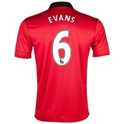 Manchester United Home Shirt 2013/14 with Evans 6 printing