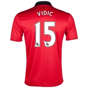 Manchester United Home Shirt 2013/14 with Vidic 15 printing