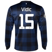 Manchester United UEFA Champions League Away Shirt 2013/14 - Long Sleeved with Vidic 15 printing