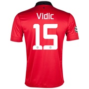 Manchester United UEFA Champions League Home Shirt 2013/14 - Kids with Vidic 15 printing