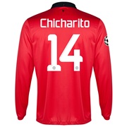 Manchester United UEFA Champions League Home Shirt 2013/14 - Long Sleeved with Chicharito 14 printing