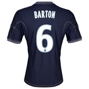 Olympique De Marseille Away Shirt SS 2013/14 - Mens Lt Blue with Barton 6 printing