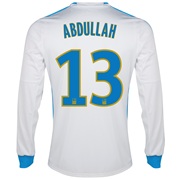 Olympique De Marseille Home Shirt LS 2013/14 - Mens White with Abdullah 13 printing