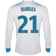 Olympique De Marseille Home Shirt LS 2013/14 - Mens White with Diawara 21 printing