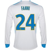 Olympique De Marseille Home Shirt LS 2013/14 - Mens White with Fanni 24 printing