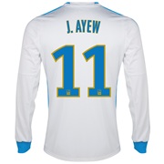 Olympique De Marseille Home Shirt LS 2013/14 - Mens White with J.Ayew 11 printing