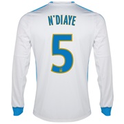 Olympique De Marseille Home Shirt LS 2013/14 - Mens White with N'Diaye 5 printing