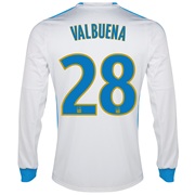Olympique De Marseille Home Shirt LS 2013/14 - Mens White with Valbuena 28 printing