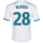 Olympique De Marseille Home Shirt SS 2013/14 - Mens White with Valbuena 28 printing