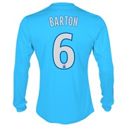 Olympique De Marseille Third Shirt LS 2013/14 - Mens Blue with Barton 6 printing