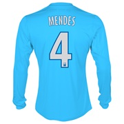 Olympique De Marseille Third Shirt LS 2013/14 - Mens Blue with Mendes 4 printing