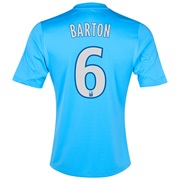 Olympique De Marseille Third Shirt SS 2013/14 - Mens Blue with Barton 6 printing