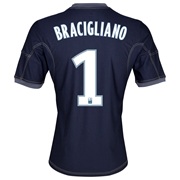 Olympique de Marseille Away Shirt SS 2013/14 - Mens Lt Blue with Bracigliano GK 1 printing
