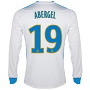 Olympique de Marseille Home Shirt LS 2013/14 - Mens White with Abergel 19 printing