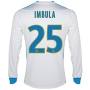 Olympique de Marseille Home Shirt LS 2013/14 - Mens White with Imbula 25 printing
