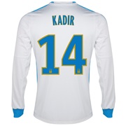 Olympique de Marseille Home Shirt LS 2013/14 - Mens White with Kadir 14 printing