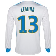 Olympique de Marseille Home Shirt LS 2013/14 - Mens White with Lemina 13 printing