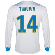Olympique de Marseille Home Shirt LS 2013/14 - Mens White with Thauvin 14 printing