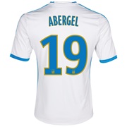 Olympique de Marseille Home Shirt SS 2013/14 - Mens White with Abergel 19 printing