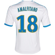 Olympique de Marseille Home Shirt SS 2013/14 - Mens White with Amalfitano 18 printing