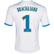 Olympique de Marseille Home Shirt SS 2013/14 - Mens White with Bracigliano GK 1 printing