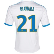 Olympique de Marseille Home Shirt SS 2013/14 - Mens White with Diawara 21 printing