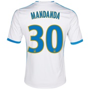 Olympique de Marseille Home Shirt SS 2013/14 - Mens White with Mandanda GK 30 printing