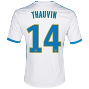 Olympique de Marseille Home Shirt SS 2013/14 - Mens White with Thauvin 14 printing