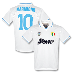 1980's Napoli Away Shirt + No 10 Maradona - Replica - Mars Sponsor
