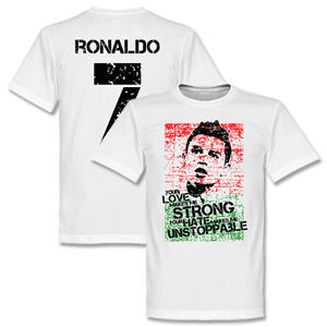 Ronaldo 7 Portugal Flag T-shirt - White