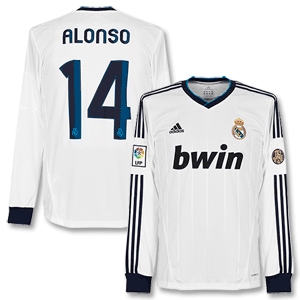 12-13 Real Madrid Home L/S Shirt + Alonso 14