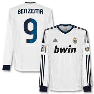 12-13 Real Madrid Home L/S Shirt + Benzema 9
