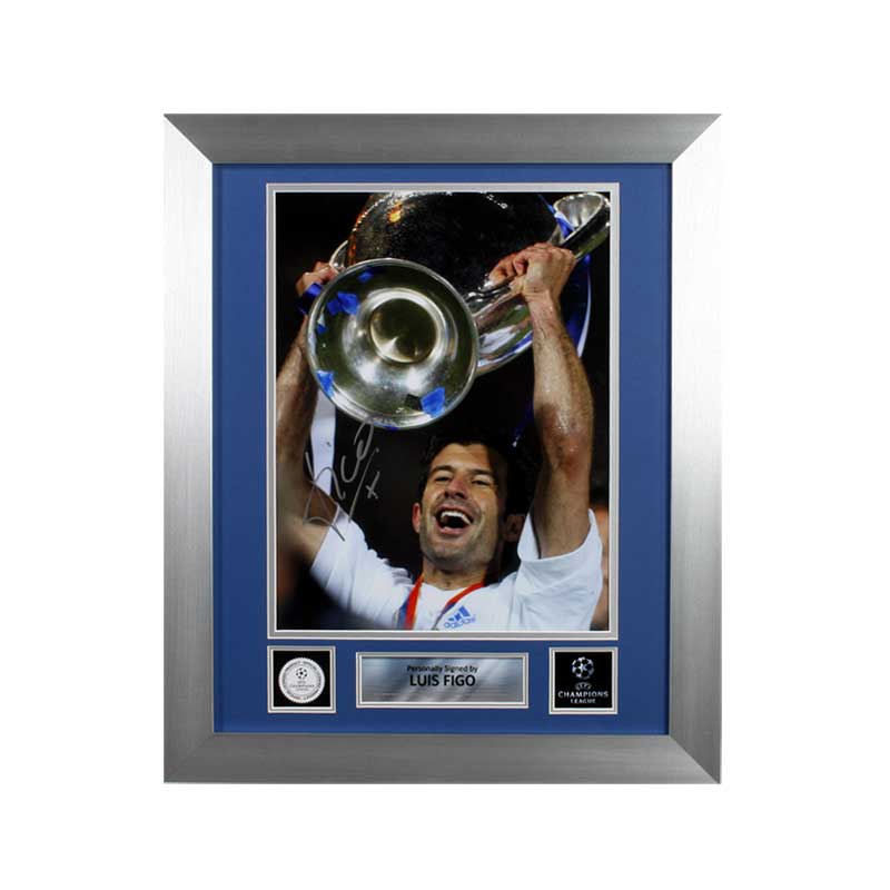 Official UEFA Champions League Luis Figo Signed and Framed Real Madrid Photo: 2002 Final