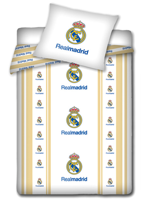 Real Madrid CF Gold Design Single Duvet Cover and Pillowcase Set
