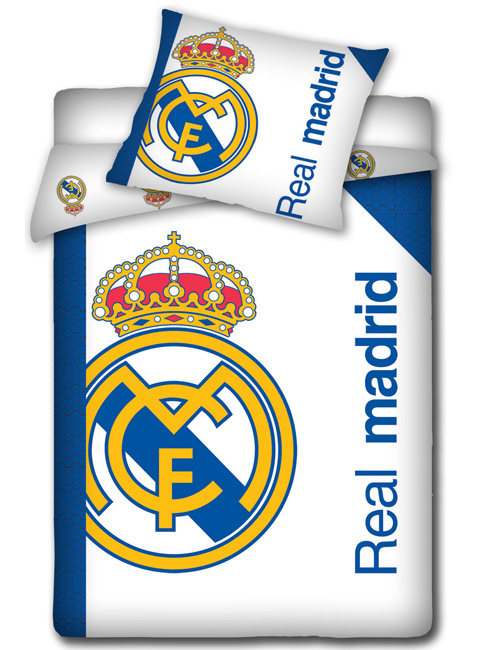 Real Madrid CF White Design Single Duvet Cover and Pillowcase Set