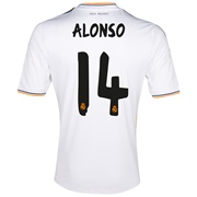Real Madrid Home Shirt 2013/14 - Kids with Alonso 14 printing