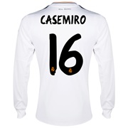 Real Madrid Home Shirt 2013/14 - Long Sleeve with Casemiro 16 printing