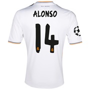 Real Madrid UEFA Champions League Home Shirt 2013/14 with Alonso 14 printing