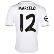 Real Madrid UEFA Champions League Home Shirt 2013/14 with Marcelo 12 printing