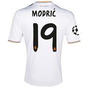 Real Madrid UEFA Champions League Home Shirt 2013/14 with Modric 19 printing