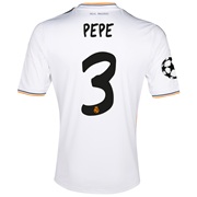 Real Madrid UEFA Champions League Home Shirt 2013/14 with Pepe 3 printing