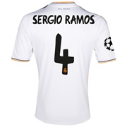 Real Madrid UEFA Champions League Home Shirt 2013/14 with Sergio Ramos 4 printing