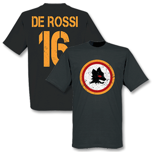 Roma Vintage Crest with De Rossi 16 T-shirt - Black
