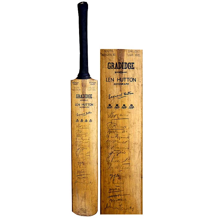 South Africa v England - 1951 fully signed bat