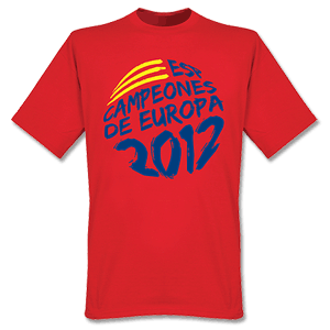 2012 Spain Campeones De Europa Circle Graphic T-Shirt - Red